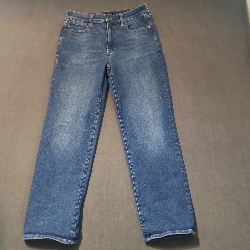J.Crew Stovepipe Jeans Womens‎ 28 Blue Straight Leg High Rise Stretch CB354